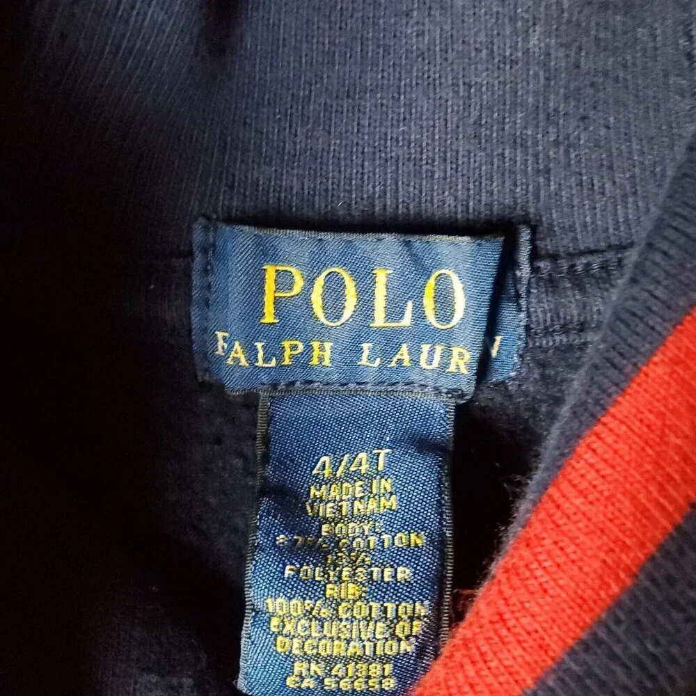 Polo‎ Ralph Lauren Sweater Boys 4/4T Navy Blue Shawl Collar Preppy Classic